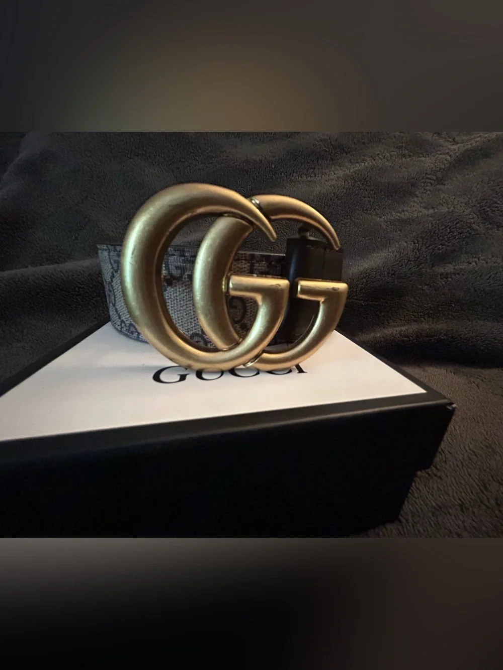 Gucci Black Leather Belt with Gold Double G Logo